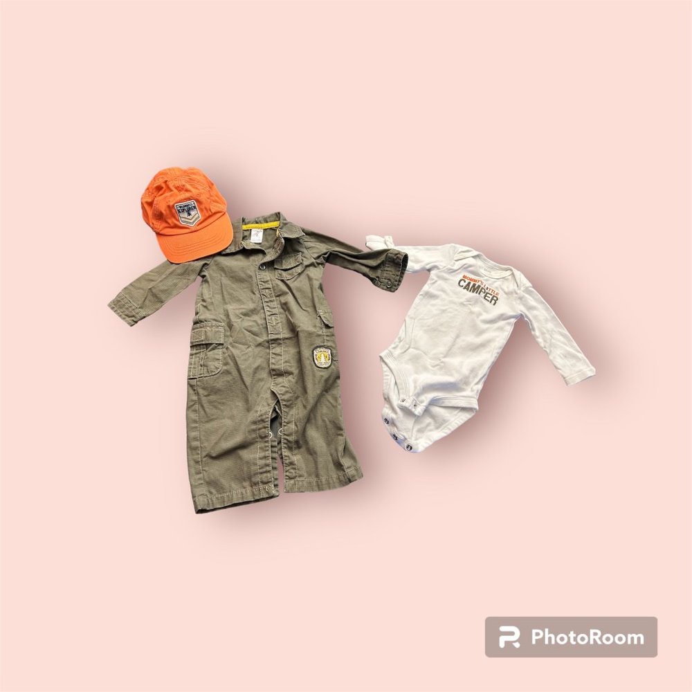 Little Camper / Wilderness Baby Bundle - Onesie, Hat and Pants (6 Months)